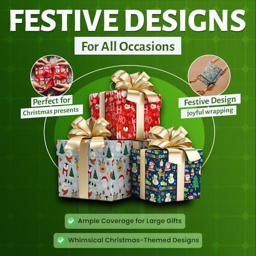 4 x 7M Cute Christmas Wrapping Paper roll -Perfect for Christmas, Birthday, Festival, Party or Wedding Gift and Festive Decoration by Karma Ltd - Image 8