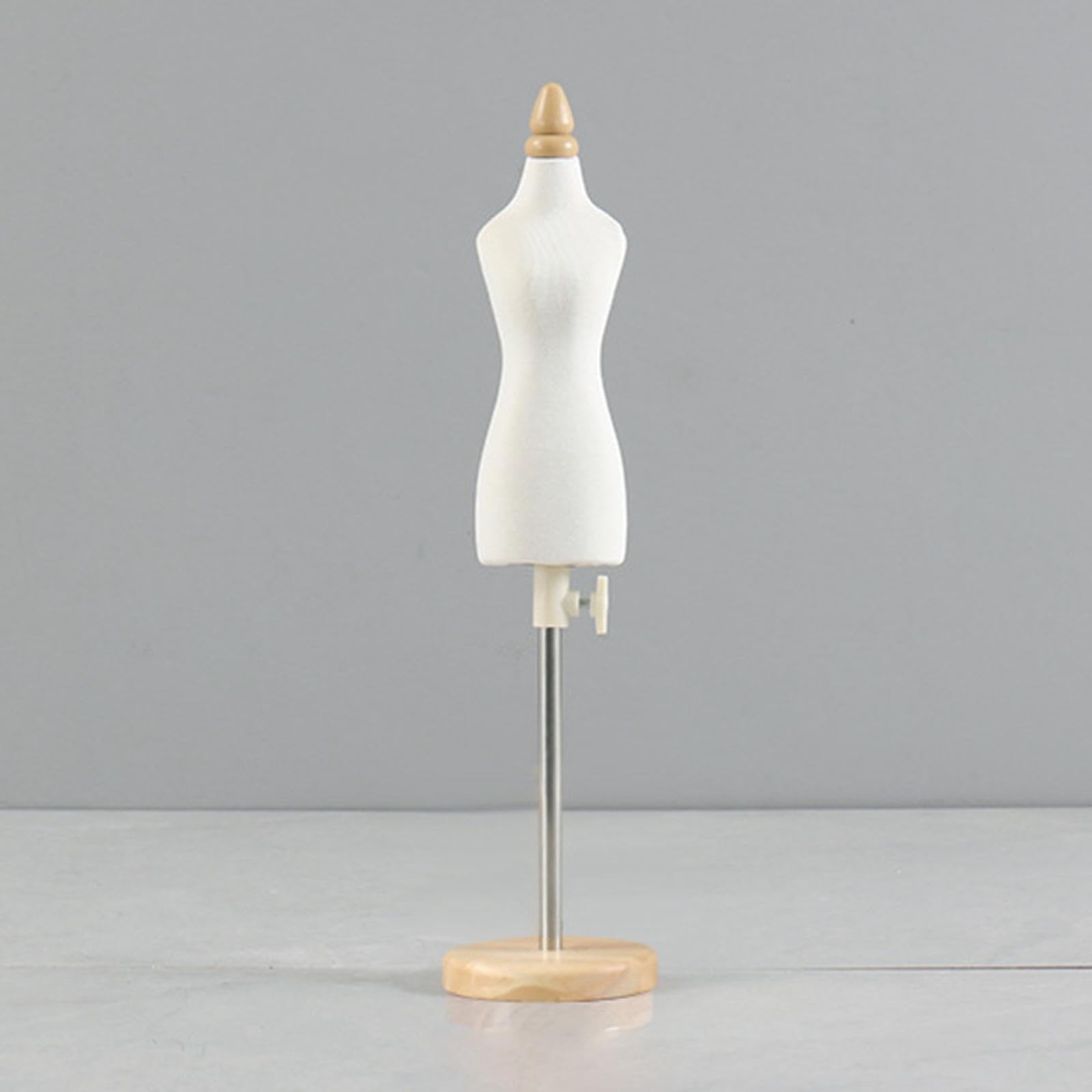 Puppenkleiderständer Schneiderpuppe Mini Schneiderbüste Dressform Torso für Puppenkleider Aus Robustem Holz PP PE Material für Näharbeiten Kinder, 26 cm runder Sockel