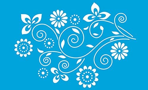 13.5" x 8.3" (34cm x 21cm) Reusable Flexible Plastic Stencil for Graphical Design Airbrush Decorating Wall Furniture Fabric Decorations Drawing Drafting Template - Summer Flowers Leaves