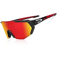 Queshark Polarizzati Anti-UV Occhiali da Ciclismo Bici MTB Intercambiabili per Sport