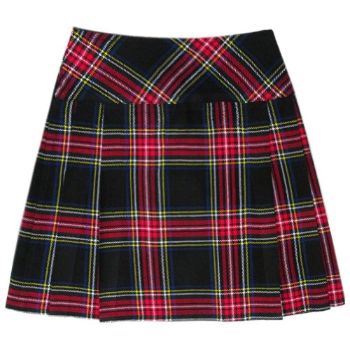 Black Stewart Plaid Tartan 20 inch Kilt Skirt - Size US 16/W382