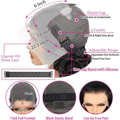 Image of 28Inch 13X6 Lace Front Wigs Human Hair 200% Density Deep Wave HD Transparent Lace Front Wigs Human Hair Pre Plucked Glueless Wigs Deep Curly Human Hair for Women With Baby Hair