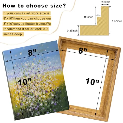 Image of 16x20 Canvas Floater Frame for 0.6-0.9 inch Deep Art Prints,Nut Brown | YIVIVEN Floating Frames for Wall Art Decor,Canvas Frame for Canvas Painting,Frame for Oil Painting,Painting Frames Kit