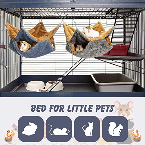 2 Pcs Pet Cage Hammock Soft Plush Bunkbed Hanging Hammock Warm Double Layer Ferret Hammock Small Pet Hammock Accessories For Rat Guinea Pig Sugar Glider Squirrel (Blue, Gray, Soft Style) #TOP5