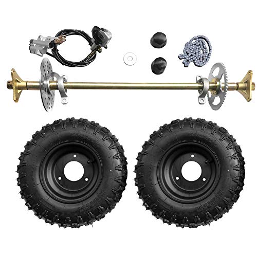 Togarhow 740mm 29 inch Go Kart Rear Axle Assembly Complete Wheel Hub Kit & 13 * 5-6 Wheel Tires with Rim & Brake Assembly & T8F Chain Suitable for DIY Go Kart Quad, Trike, Drift Bikes by Togarhow - Used condition - US$130.57