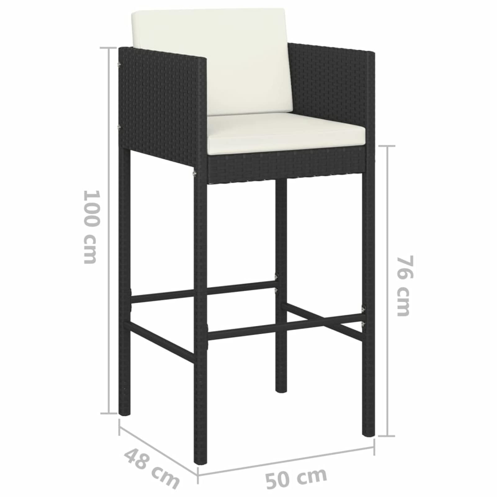 Gecheer Set da Bar da Giardino in Acciaio e Polyrattan e Vetro, Tavolo e Sedie Alti con Braccioli per Esterno