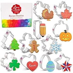 Cookie Cutters for Christmas and Every Season: 11-pc. Christmas, Easter, Halloween, St. Patrick’s Day & More Made in USA by Ann Clark Cookie Cutters