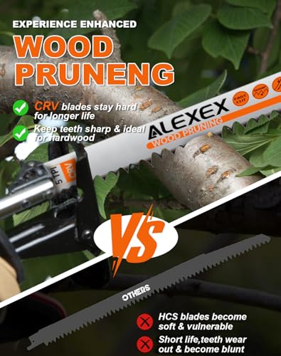 Image of 18 Pack 9 Inch 5 Tpi Wood Pruning Reciprocating Saw Blades for Tree Trimming and Wet Wood Cutting, Cr-V Sawzall Blades with Fleam-Ground Teeth for Longer Life and Faster Cutting Speed, 1 x Handle