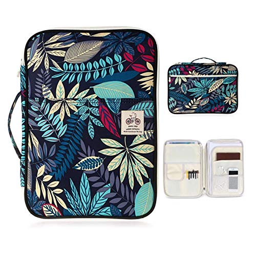 Jakago Multi-Functional Portfolio Travel File Organizer Business Waterproof A4 Document Bag Zippered Case Pouch For Notebook, Ipad, Journals, Sketchbooks Carrying Case (Dark Blue) #TOP4