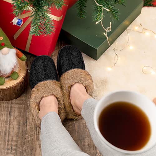 Ultraideas Women's Chunky Sweater Knit Slipper With Memory Foam (Black, 7-8) #TOP4