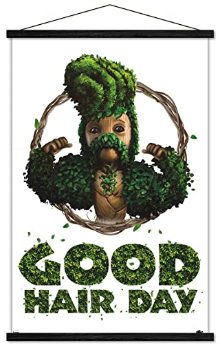 Poster Marvel Groot Good Hair Day déco de chambre ado et salon geek avec cintre de suspension