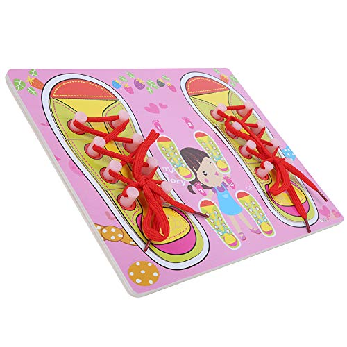 Brinquedos grossos de cadarço para sapatos, brinquedo de sapato de renda, madeira de aprendizagem pr