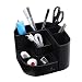 VPACK 7-Compartments Multifunctional PU Leather Desk Organizer Pencil Cup Pen Holder Office Supplies Desktop Stationery Storage Box (Onyx Black)