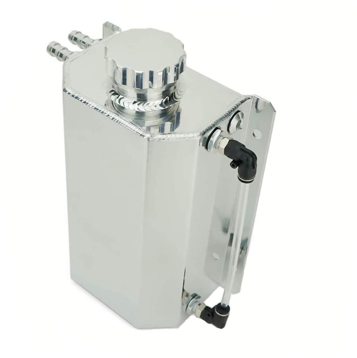 Pnndee JDM Universal 2L Coolant Radiator Overflow Recovery Water Tank Reservoir Bottle Polished Alum