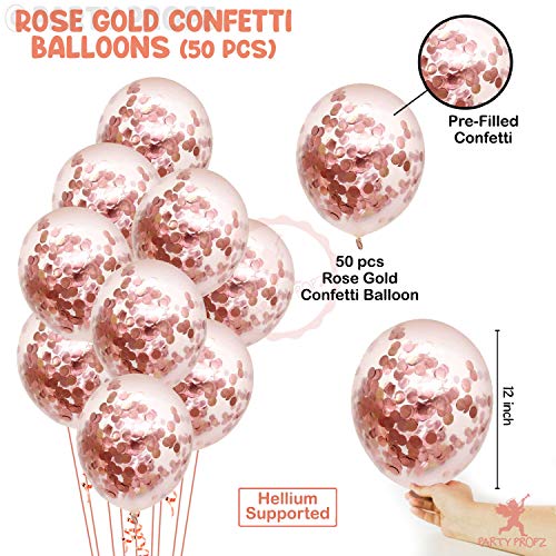 Image of Party Propz Rubber Rose Gold Confetti Balloons - Large Pack Of 50Pcs|Birthday Balloons For Decoration|Rose Gold Balloons For Birthday Decoration|Confetti Balloon|Anniversary Decoration Items