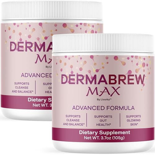 (2 Pack) DermaBrew Max Powder - Official Derma Brew Max Premium Advanced Formula for Healthy Skin All Natural Ingredients for Overall Health Lifestyle and Wellness Support 120 Servings for 2 Months