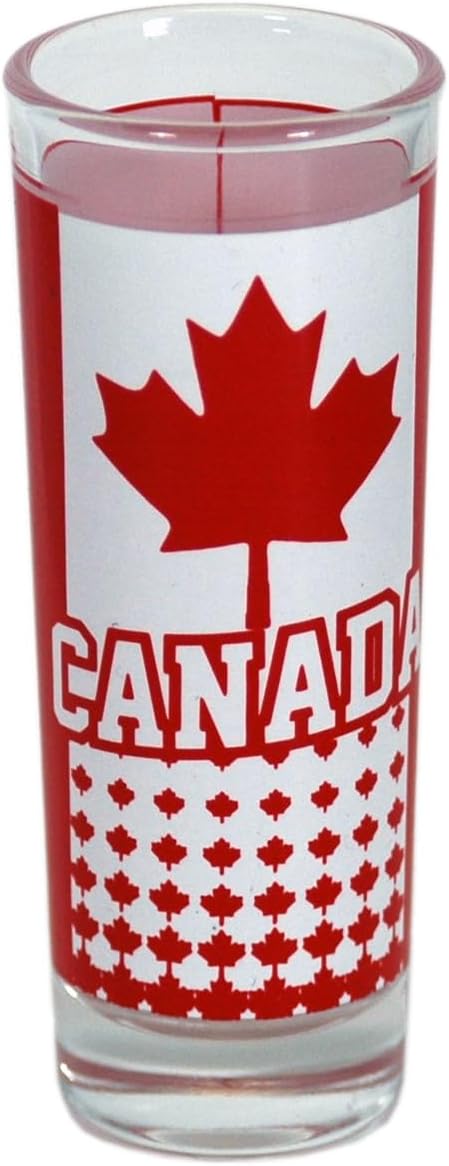 Canada Shooter Glass 89996JE Unique Modern Design Canadian Maple Leaf Flag Shot Glassware Collectible 3-Ounce