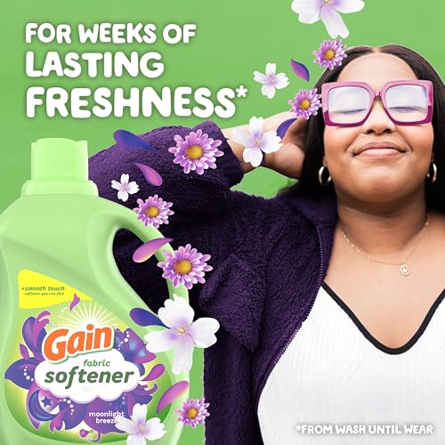 Image of Gain Liquid Fabric Softener, Moonlight Breeze Scent, 35 FL OZ, 48 Loads, Smooth Touch - softness you can feel