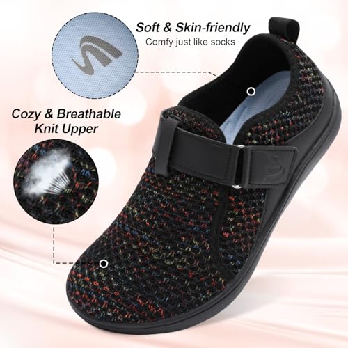 Image of Spesoul Wide Womens Walking Shoes Adjustable Diabetic Shoes Breathable Zero Drop Barefoot Shoe Neuropathy Edema Nursing Shoe Wide Width Sneakers