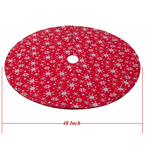 S-Deal 48 Inches Christmas Tree Skirt Double Layers Red And White Snow Carpet For Party Holiday Decorations Xmas Ornaments #TOP6
