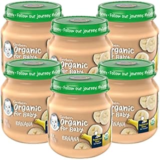 Gerber Organic for Baby 1st Foods Baby Food Jar, Banana, Made with Non-GMO & Organic Produce, USDA Organic Baby Food, 4-Ounce Glass Jar (Pack of 6 Jars)