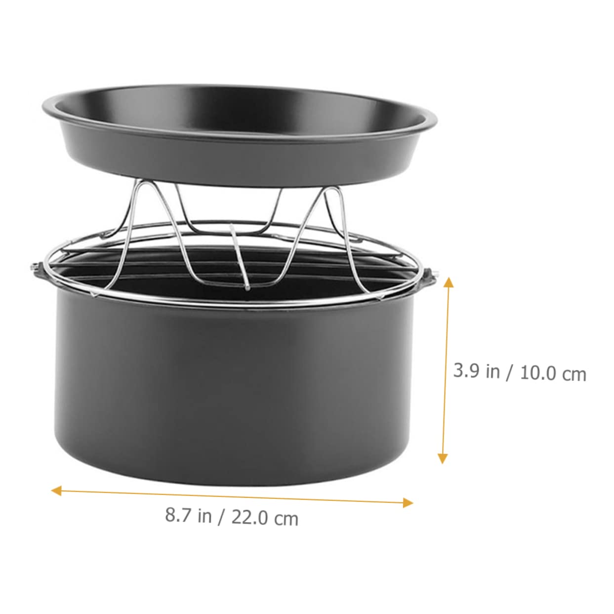 Moule à Gâteau pour Friteuse à Air 9 Pouces Noir en Acier Inoxydable