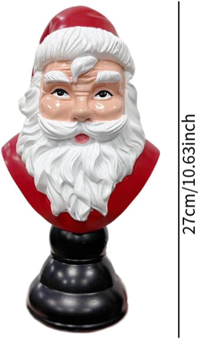 Santa Half Body Figurine Christmas Decoration Ornament Gift Party Favors Resin Sculpture Crafts for Holiday Bookshelf Decor, 27cm