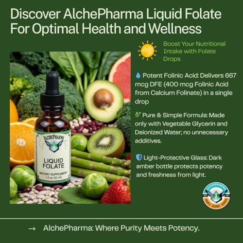AlchePharma Folate Liquid Supplement