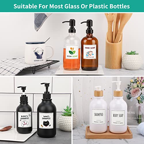Image of Segbeauty Waterproof Labels for Bottles, 18pcs Shampoo Conditioner White Label Stickers, Removable Self-Adhesive Soap Dispenser Stickers for Bathroom Kitchen Washstand Dresser Plastic Glass Bottle