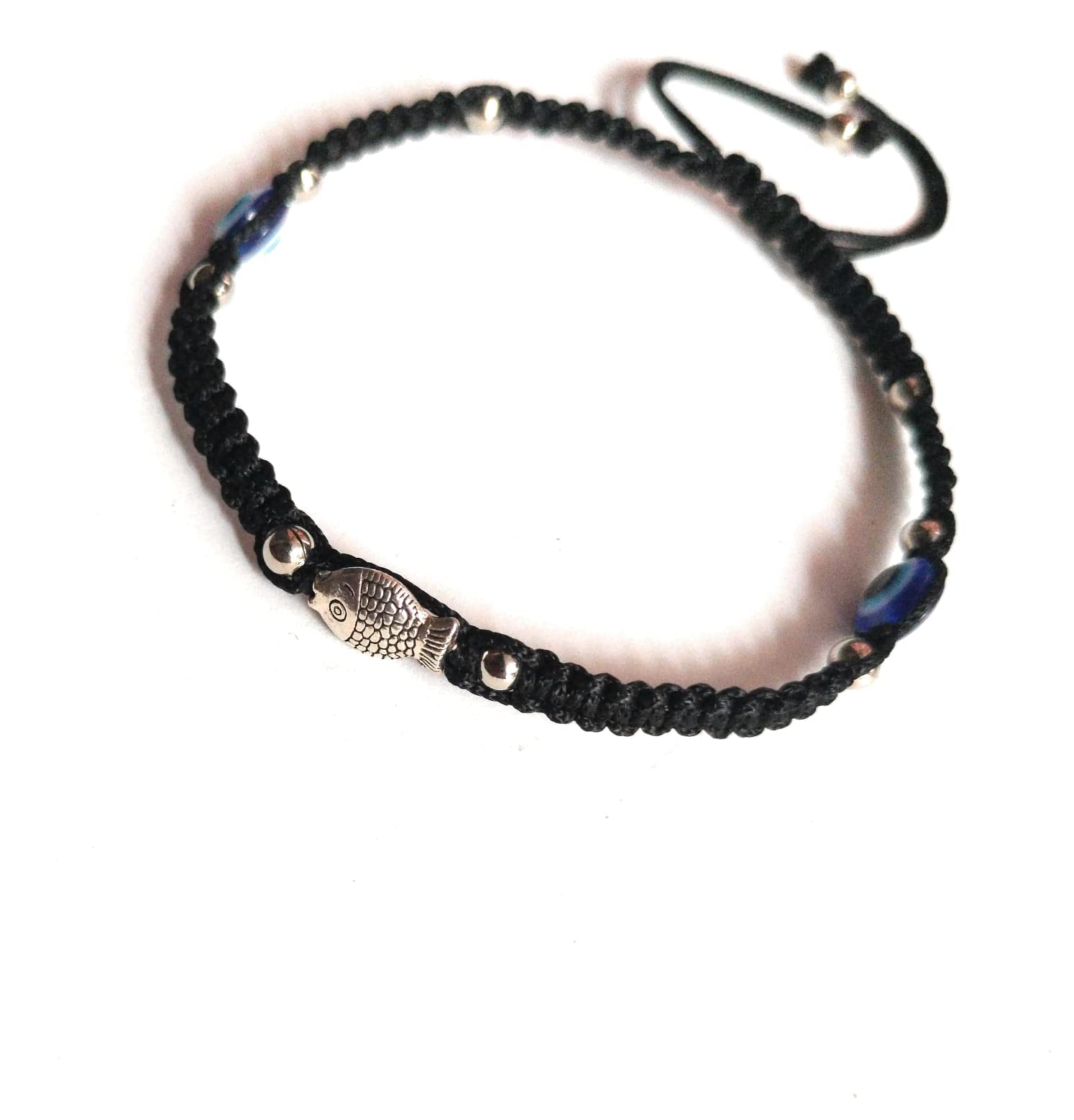 Jyokrish handmade adjustbale Black Thread Metal silver Fish with 2 Blue evil eye Anklet |For Women |Girls |Nazariya |Good Luck |Payal | Freee size |Single Leg (B0BYWB351X) Amazon Price History, Amazon Price Tracker