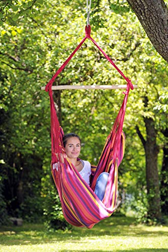 AMAZONAS Hängesessel wetterfest UV-beständig Relax Vulcano mit Querstab aus Holz 85 cm bis 120 kg buntgestreift - 5