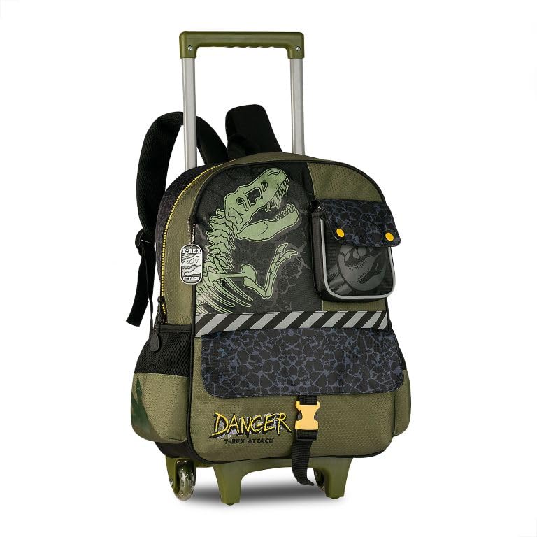 Mochila de Rodinha T-rex Attack Dinossauro Infantil Escolar Menino TX25026K