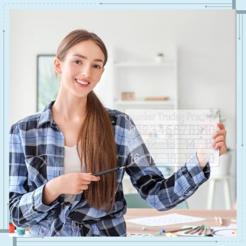 PH PandaHall 6 Styles Personalized Tracing Boards Letter Numbers Practice Boards Acrylic Handwriting Board Calendar Dry Erase Board for Learning Painting DIY Scrapbooking Drawing Supplies - Image 5