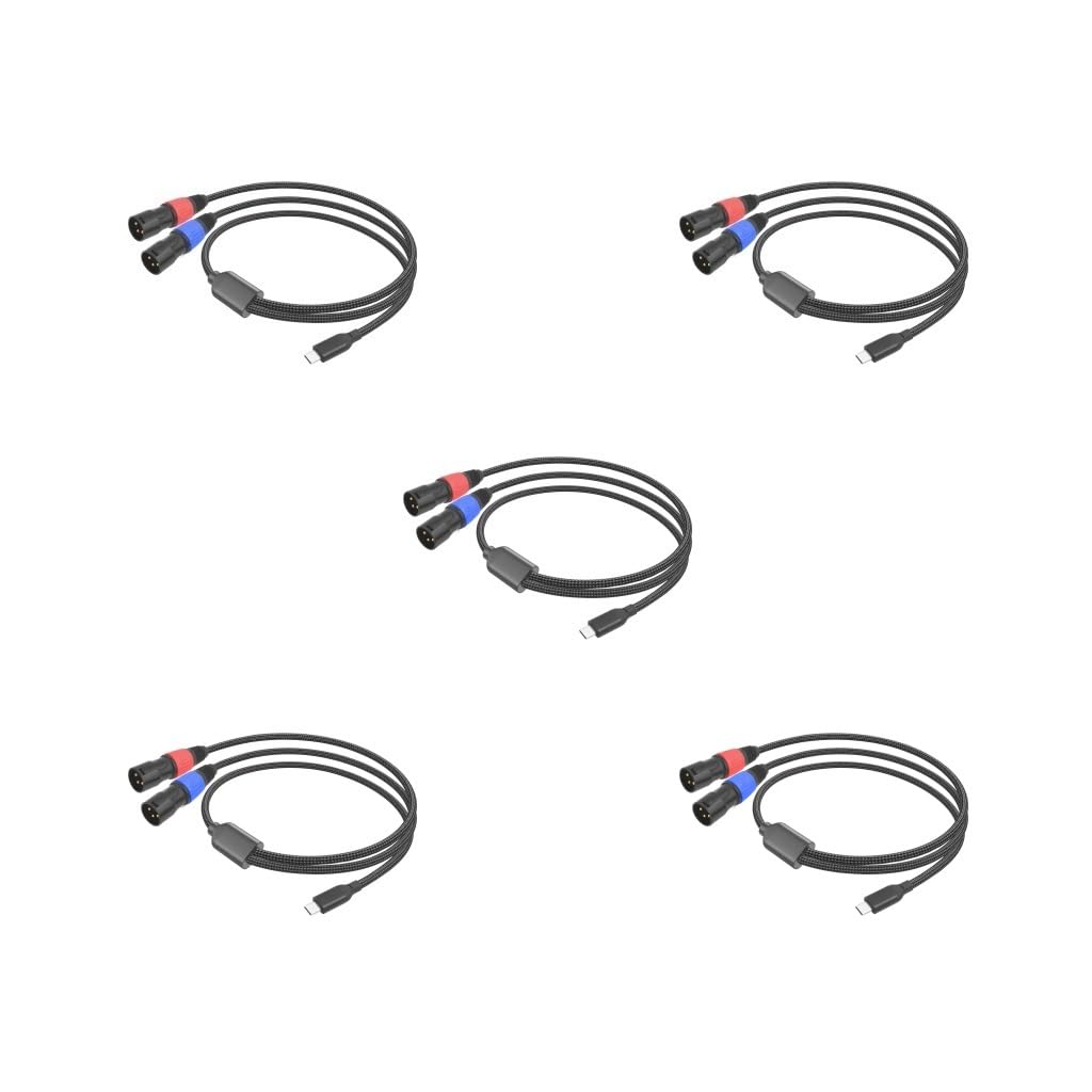 Zestaw 5 kabli typu C na 2 XLR RCA Y Splitter Cord do kina domowego, słuchawek, głośnika, 3 m