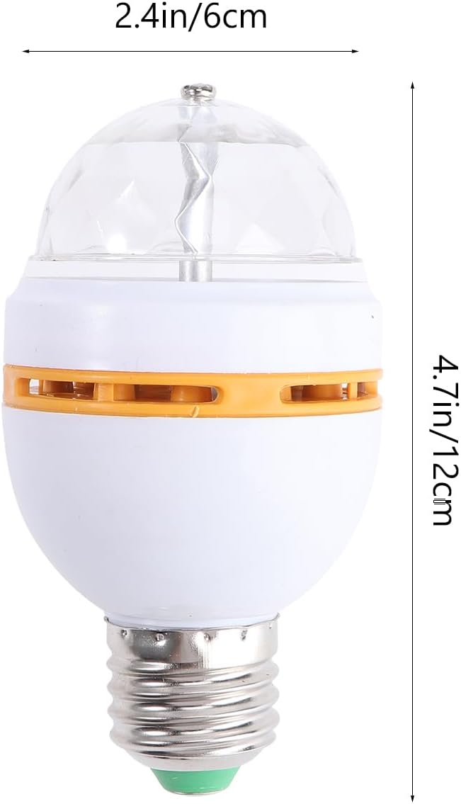 balacoo RGB Led Rotating Disco Ball Light Bulb with E27 Base 3W Multi-Color Strobe Party Lamp for Home Club Stage Wedding Holiday Decoration 4.72X2.36 Inch