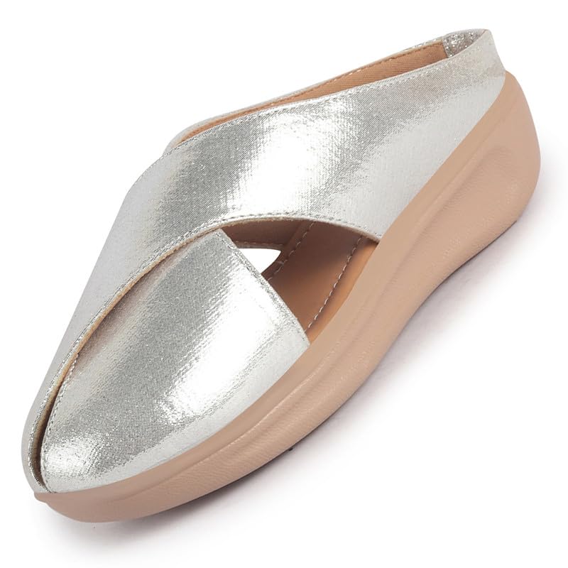 fausto Women Criss Cross Strap Design Perforated Slip On Shoes | Back Open Casual Shoes for Office, Outdoor, Party-picture-17