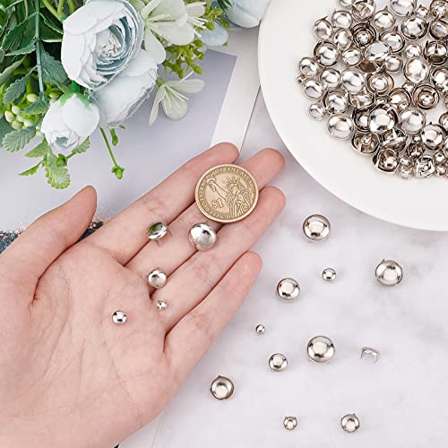 GORGECRAFT 5 Sizes 200Pcs Claw Rivet Nailheads Spots Stud Round Dome Studs Metal Mushroom Head Spike Prong Nail for DIY Leather Craft Fabric Clothes Denim Assorted Photo Albums Repair(Sliver) - Image 3