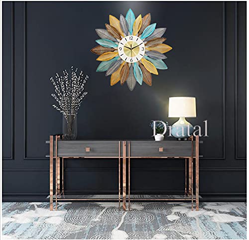 Dratal Metal Sunburst Wall Clock,Wall Art Modern Silent Clock, Creative Wall Decor Quartz Clock, Wall Art.Salon Entrance Bedroom Decoration