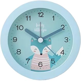 Alarm Clocks Alarm Clock Silent Sweep Seconds Nap Timer Cartoon Small Alarm Clock with Light Without Ticking Loud Silent Alarm Clock(Blue)