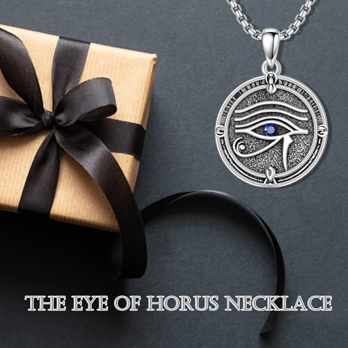 PROESS Masonic Necklace for Men S925 Sterling Silver Eye of Horus/Star of David/Ankh Pendant Faith Necklace Religious Gifts for Men Women3