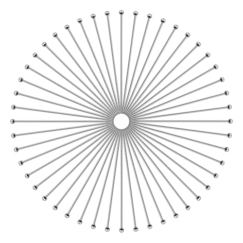 TOAOB 200 Piezas Alfileres de Cabeza de Joyería de Acero Inoxidable 50 mm Plateado Redond Metal Finos Alfileres de Bola para Accesorios de Hacer Joyería Pendientes Colgantes