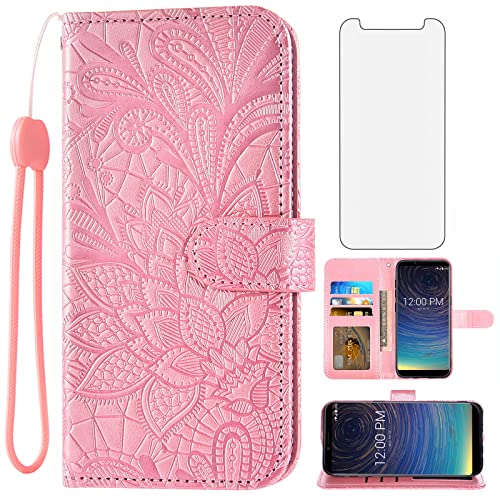 Asuwish Phone Case For Coolpad Legacy S/Sr With Tempered Glass Screen Protector And Lace Wallet Cover Flip Card Holder Stand Kickstand Cell Accessories Cool Pad Cp3648 3648A Cp3320As2 Women Rose Gold #TOP19