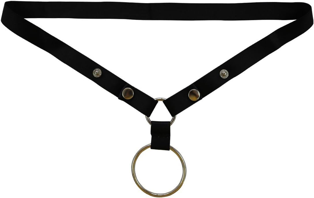 iEFiEL Men O Ring Lifter Snap Enhance G-String Bikini Support Underwear Black One Size