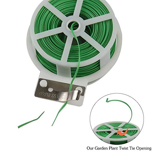 AgriWorld 50m Plastic Twist Tie Heavy Duty Wire Spool Twister with Blade Cutter for Garden Yard Nursery Plant (Green)