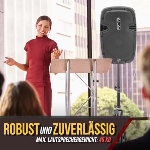 PYLE Lautsprecherständer höhenverstellbar 91–148 cm – Boxenständer & Lautsprecher Ständer – Speaker Stand 35 mm – Faltbares Lautsprecher Stativ – Robustes Boxenstativ & Boxen Ständer für PA & Studio