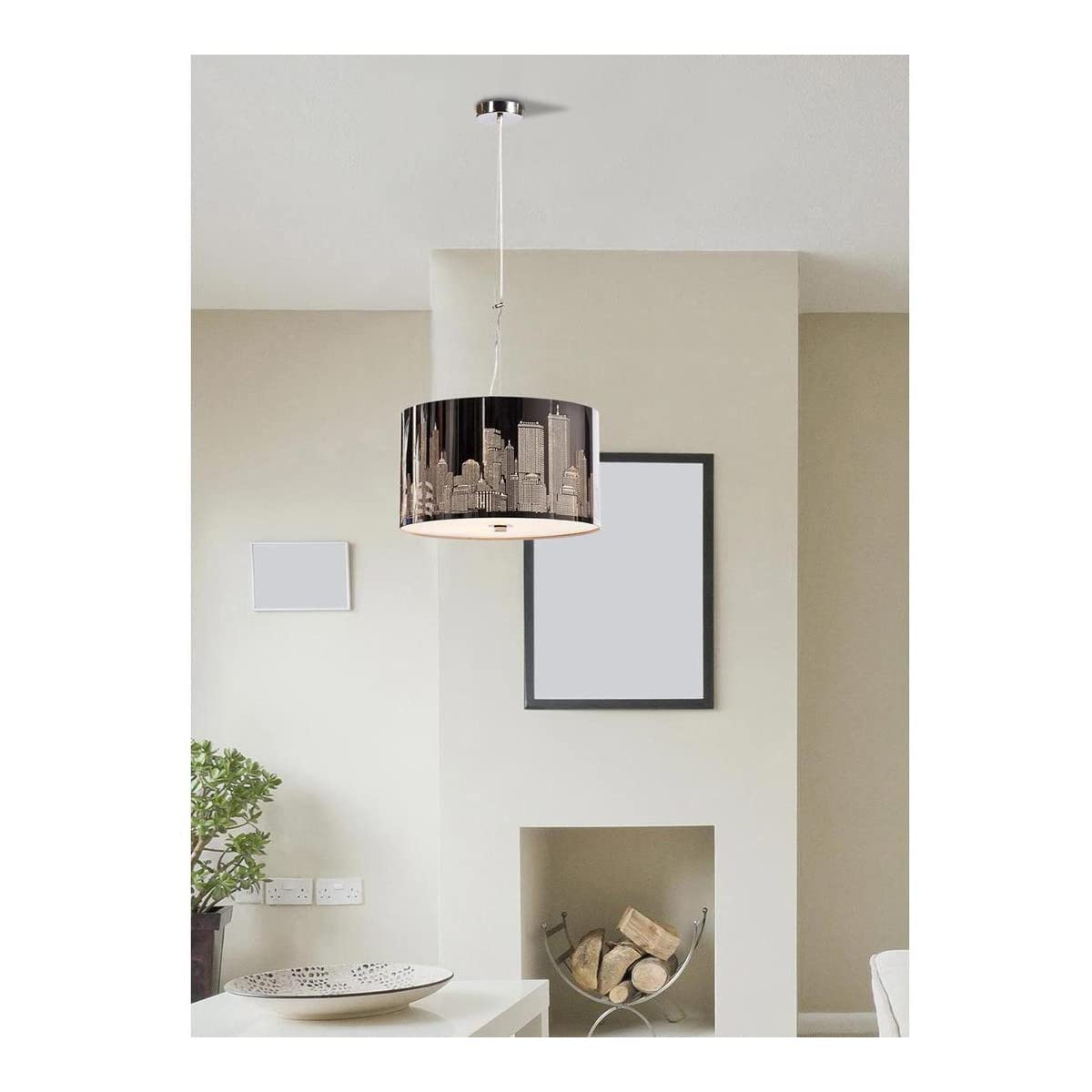 Suspension design salon 23 cm Agave - Lustre moderne noir et doré