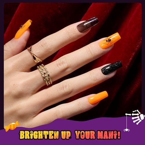Image of Beetles Gel Nail Polish Set - Hocus Pocus 6 Colors Gel Polish Orange Green Purple Black Red Glitter Colors, Soak Off Nail Lamp UV LED Cured Nail Art Design Manicure Gift for Women