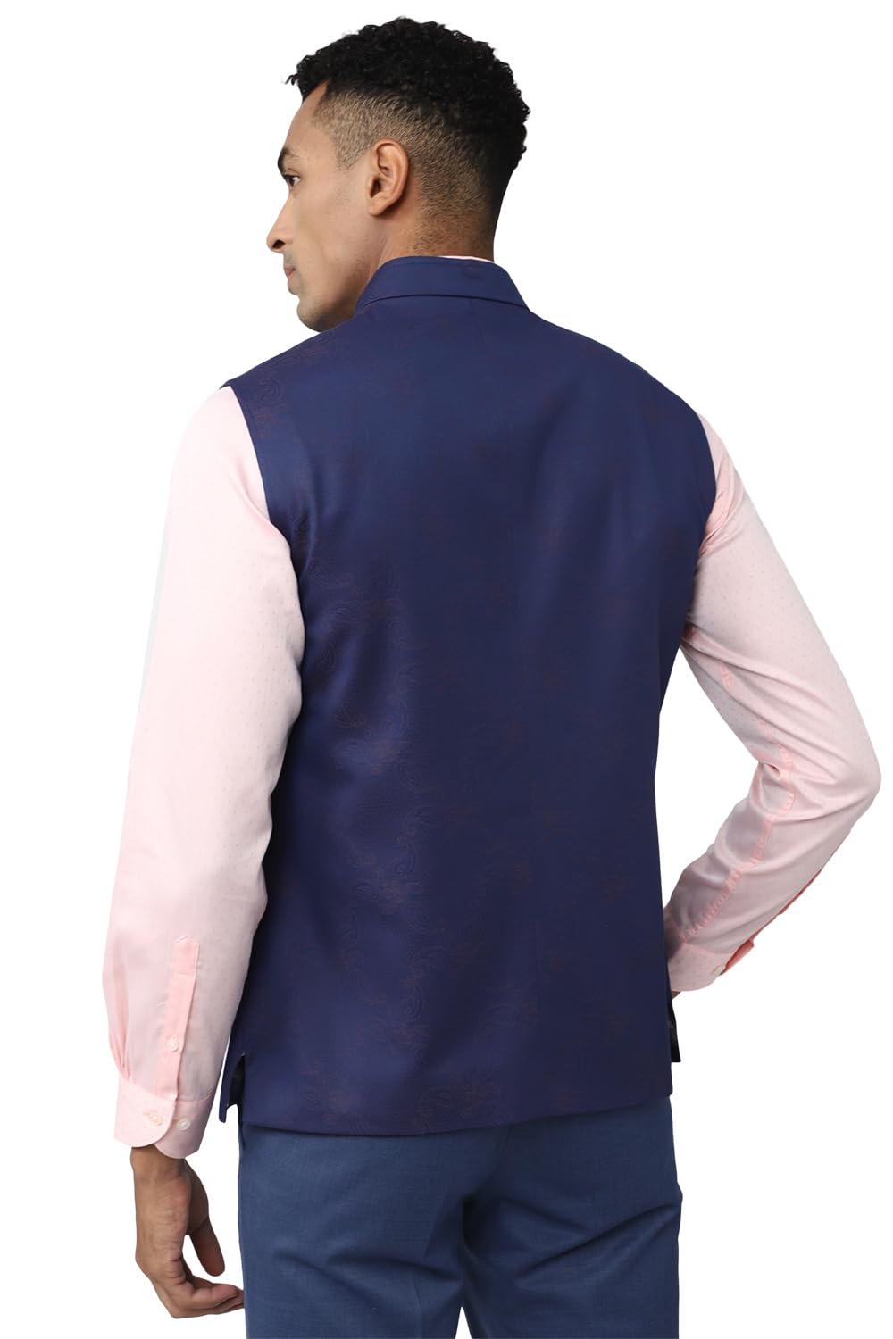 Peter England Men Blue Solid Regular Fit Formal Waistcoat 1