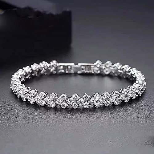 Silver Tennis Bracelet, 18K Gold Plated Aaaaa+ Cubic Zirconia Bracelet, Dainty Classic Fashion Jewelry For Women Girls #TOP3