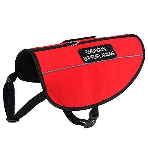 PLUTUS PET Emotional Support Dog Vest with Reflective Straps,Bright Red Fabric&Mesh Harness